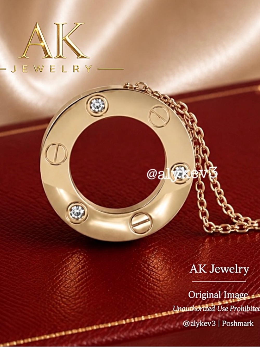 💎18k LUXURY AK Jewelry™ CZ
Diamond Necklace Round Gold Plated, 18” Chain Circle